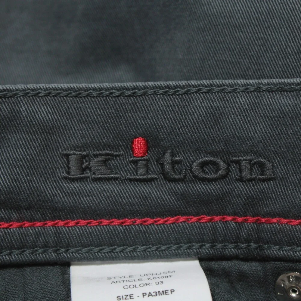 Kiton NWT Five Pocket Jean Cut Pants Size 40 US in Gray Lyocell & Cotton Blend